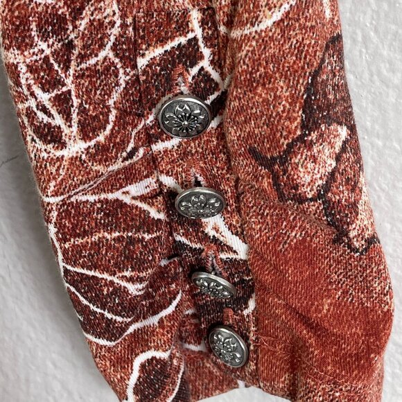 Susan Graver Weekend Plus 1X Rust Floral Long Sleeve Tunic Top Fall Color Shirt - Picture 11 of 11